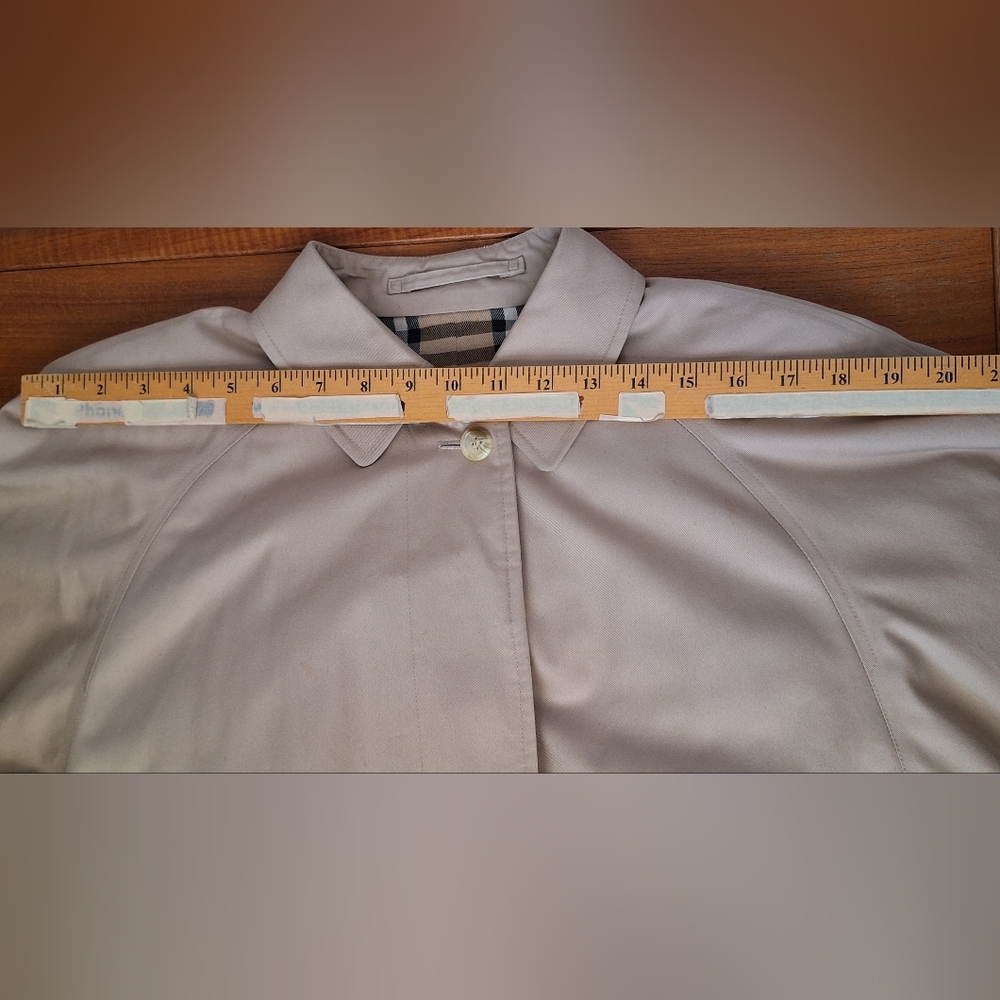 Vintage 80s Burberry Trench Coat Belted Mid Long Nova Check Single COA Womens 12 - Picture 14 of 16